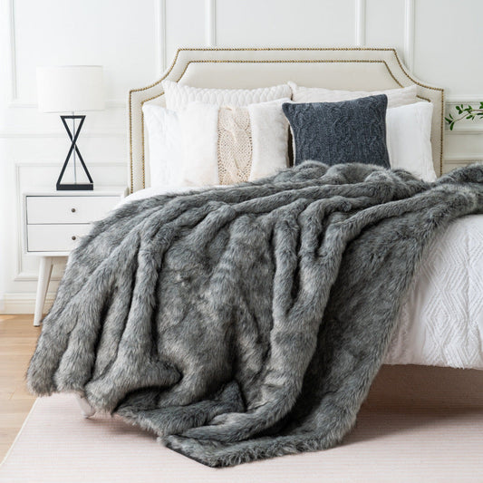 KTX-641811 Soft Artificial Leather Cashmere Bed End Blanket - European Style, Multiple Sizes & Colors Available