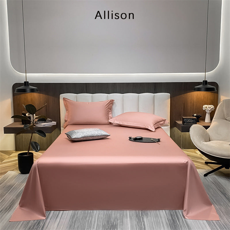 KTX-643603 Long-Staple Cotton Solid Color Flat Bed Sheet - 245x265cm, 100 Thread Count, Twill Weave