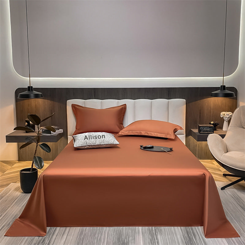 KTX-643603 Long-Staple Cotton Solid Color Flat Bed Sheet - 245x265cm, 100 Thread Count, Twill Weave