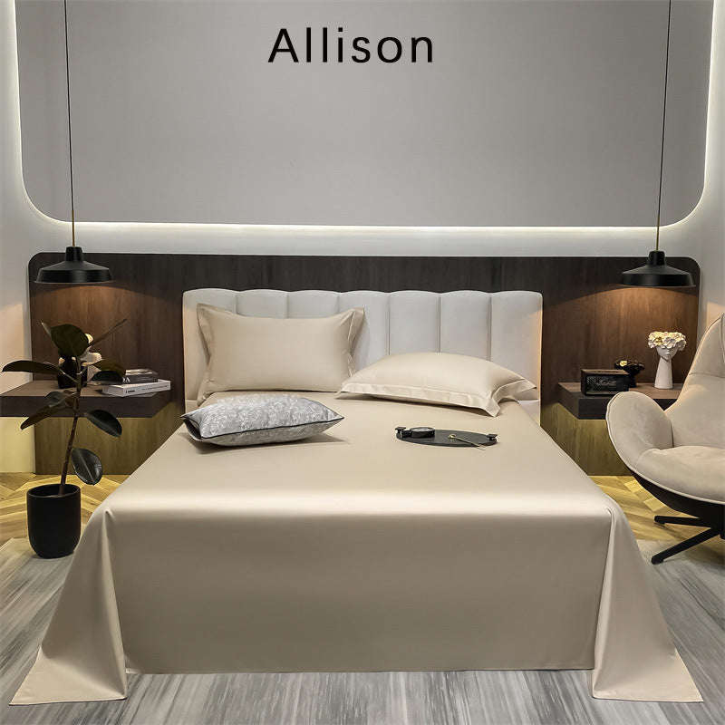 KTX-643603 Long-Staple Cotton Solid Color Flat Bed Sheet - 245x265cm, 100 Thread Count, Twill Weave