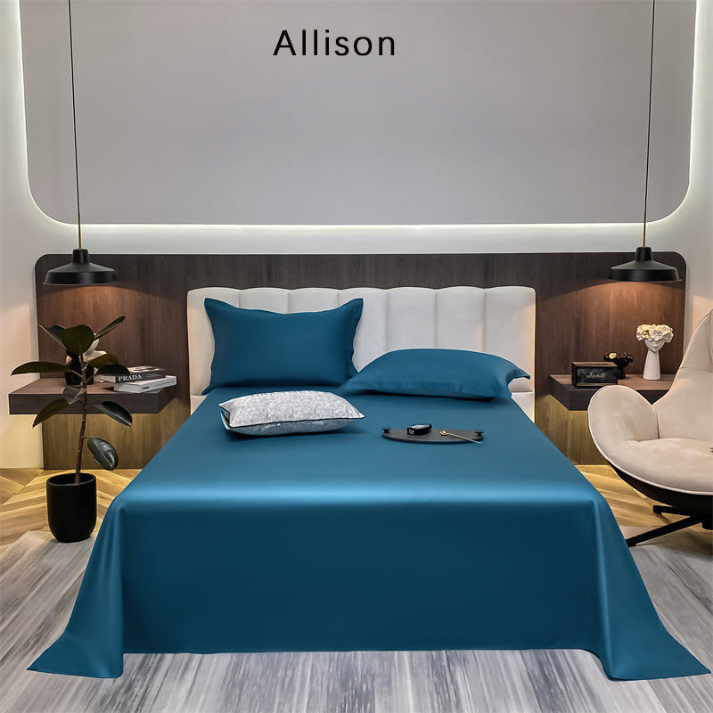 KTX-643603 Long-Staple Cotton Solid Color Flat Bed Sheet - 245x265cm, 100 Thread Count, Twill Weave