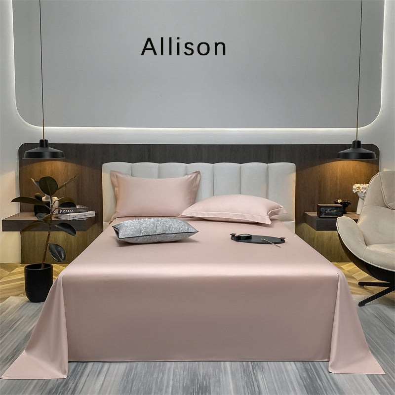 KTX-643603 Long-Staple Cotton Solid Color Flat Bed Sheet - 245x265cm, 100 Thread Count, Twill Weave