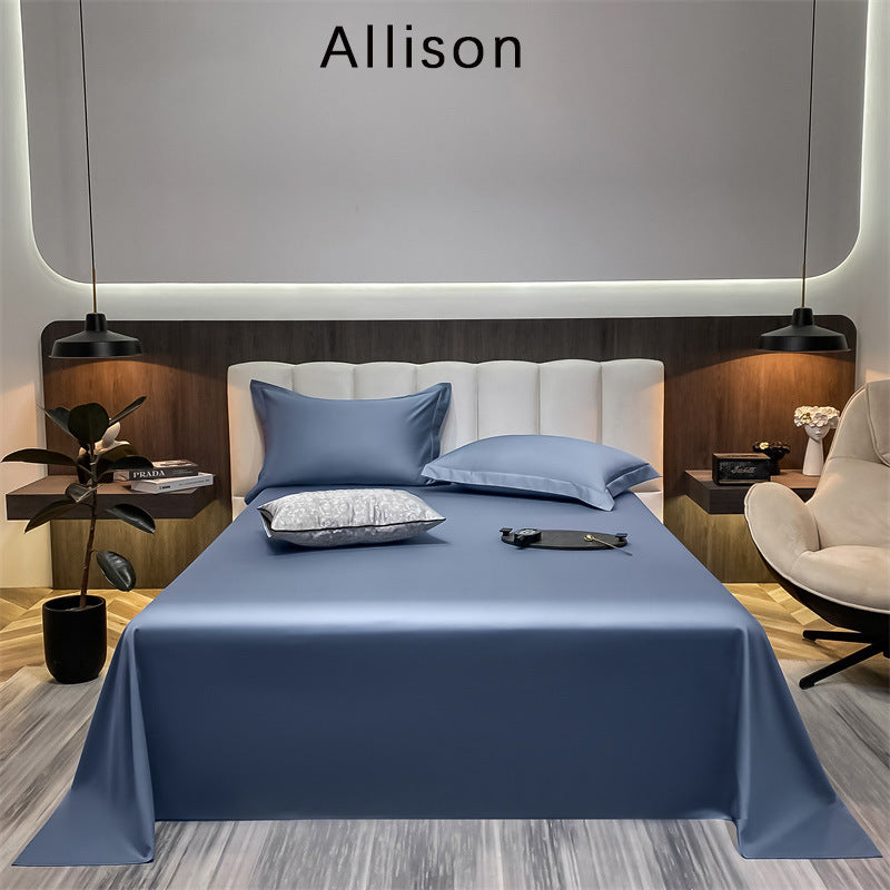 KTX-643603 Long-Staple Cotton Solid Color Flat Bed Sheet - 245x265cm, 100 Thread Count, Twill Weave