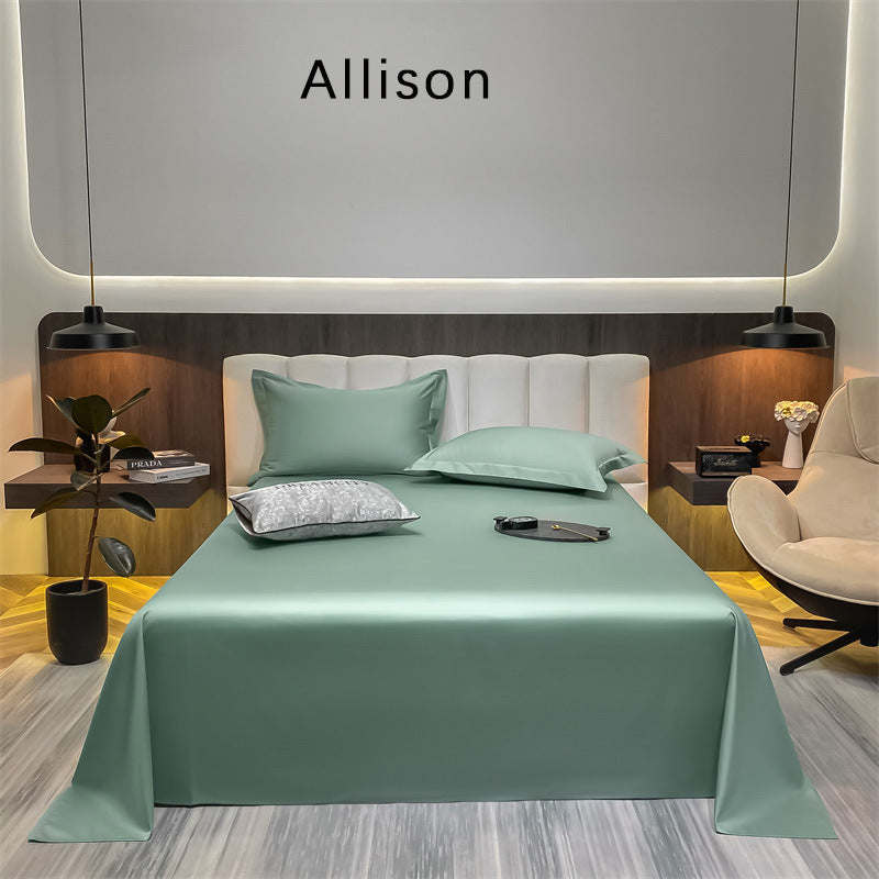 KTX-643603 Long-Staple Cotton Solid Color Flat Bed Sheet - 245x265cm, 100 Thread Count, Twill Weave