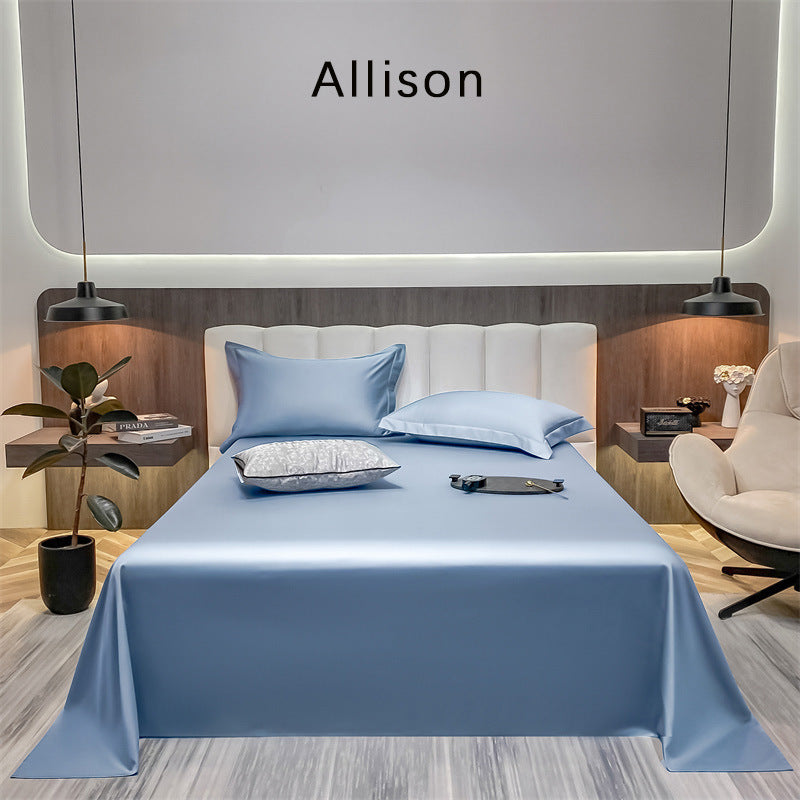 KTX-643603 Long-Staple Cotton Solid Color Flat Bed Sheet - 245x265cm, 100 Thread Count, Twill Weave