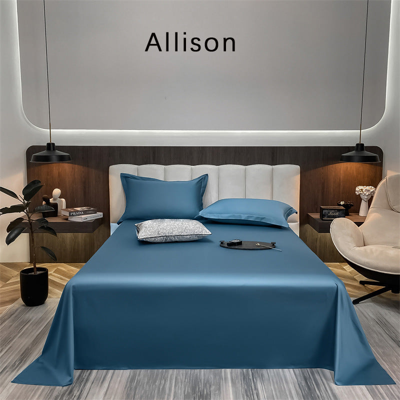 KTX-643603 Long-Staple Cotton Solid Color Flat Bed Sheet - 245x265cm, 100 Thread Count, Twill Weave