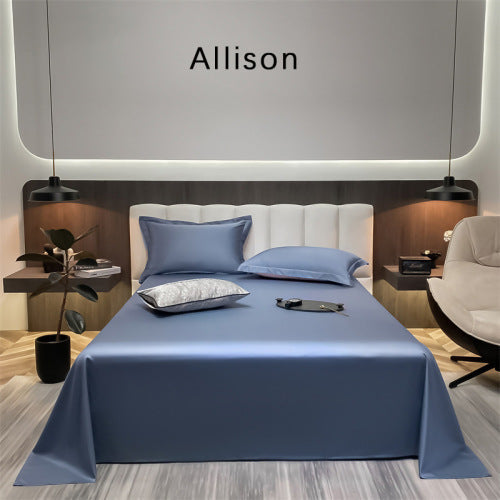 KTX-643603 Long-Staple Cotton Solid Color Flat Bed Sheet - 245x265cm, 100 Thread Count, Twill Weave