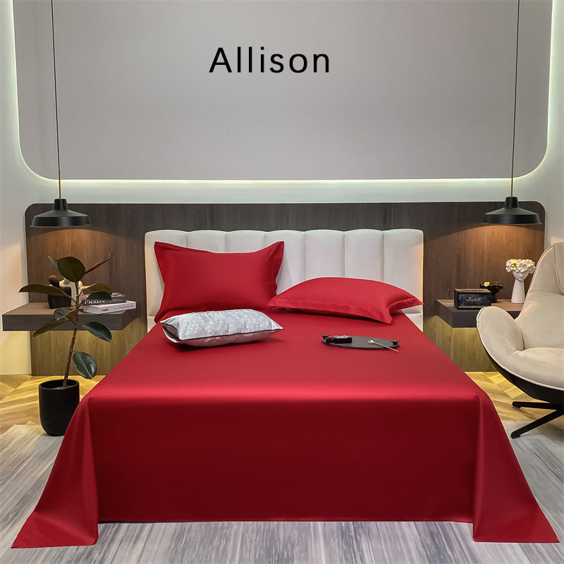 KTX-643603 Long-Staple Cotton Solid Color Flat Bed Sheet - 245x265cm, 100 Thread Count, Twill Weave