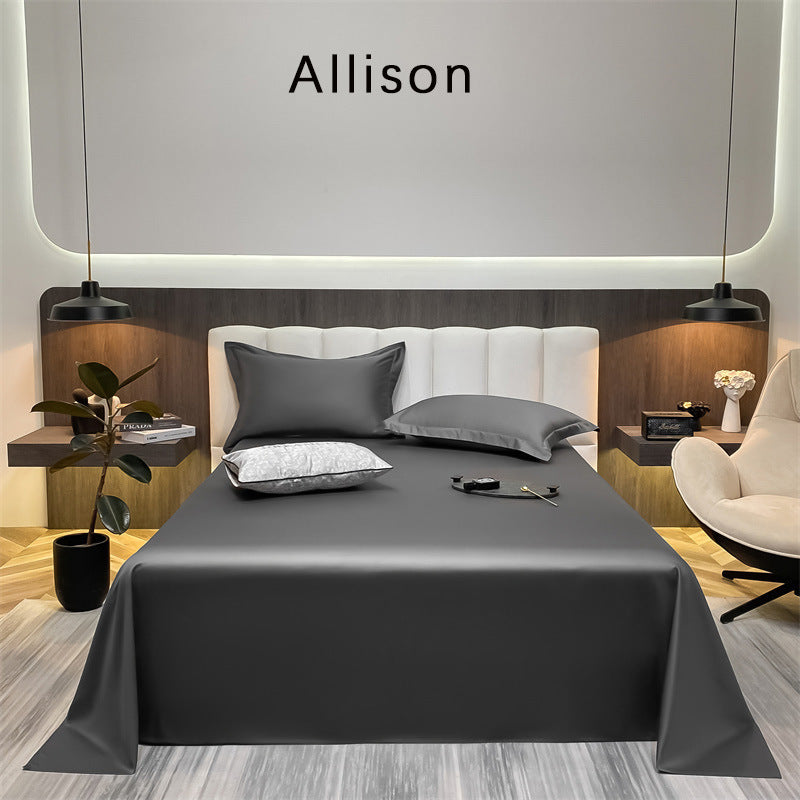 KTX-643603 Long-Staple Cotton Solid Color Flat Bed Sheet - 245x265cm, 100 Thread Count, Twill Weave