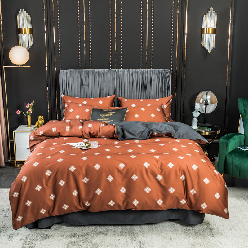 KTX-643795 Long-staple Cotton 4-Piece Double Bed Set for 1.8m Bed, Multiple Colors Available