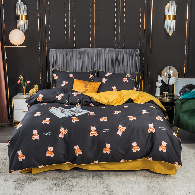 KTX-643795 Long-staple Cotton 4-Piece Double Bed Set for 1.8m Bed, Multiple Colors Available