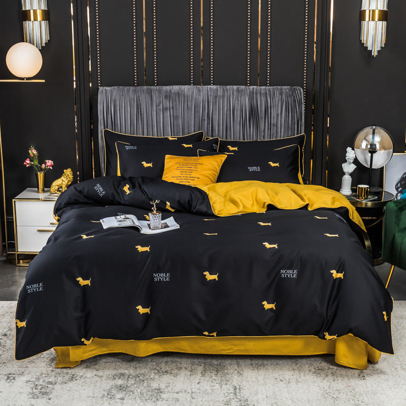 KTX-643795 Long-staple Cotton 4-Piece Double Bed Set for 1.8m Bed, Multiple Colors Available