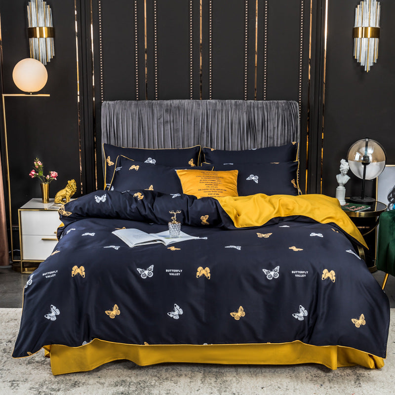 KTX-643795 Long-staple Cotton 4-Piece Double Bed Set for 1.8m Bed, Multiple Colors Available