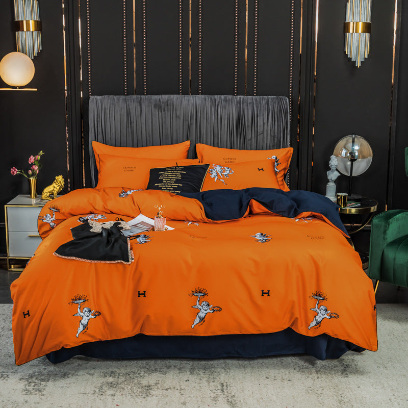 KTX-643795 Long-staple Cotton 4-Piece Double Bed Set for 1.8m Bed, Multiple Colors Available