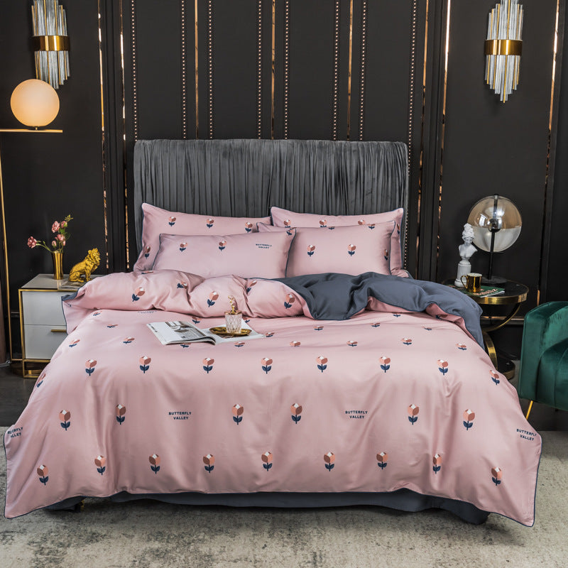 KTX-643795 Long-staple Cotton 4-Piece Double Bed Set for 1.8m Bed, Multiple Colors Available