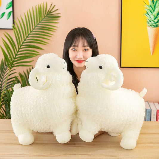 KTX-644051 Large Goat Plush Pillow - Soft Stuffed Animal Doll for Kids Ages 2 and Up, Kawaii Fluffy Toy 50cm