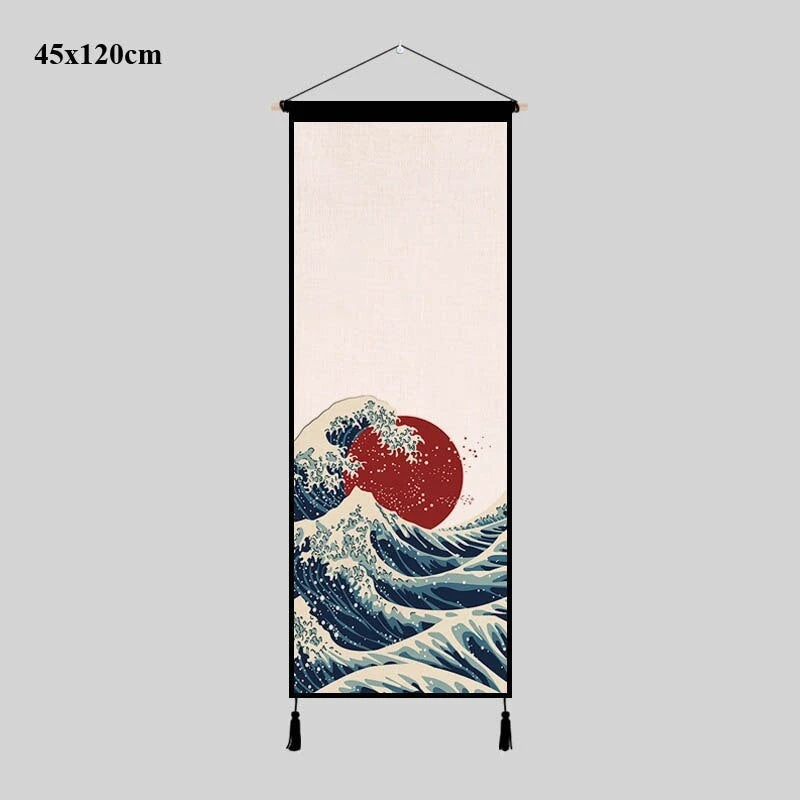 KTX-644883 Japanese-Inspired Red Sun Wall Tapestry for Living Room Decor