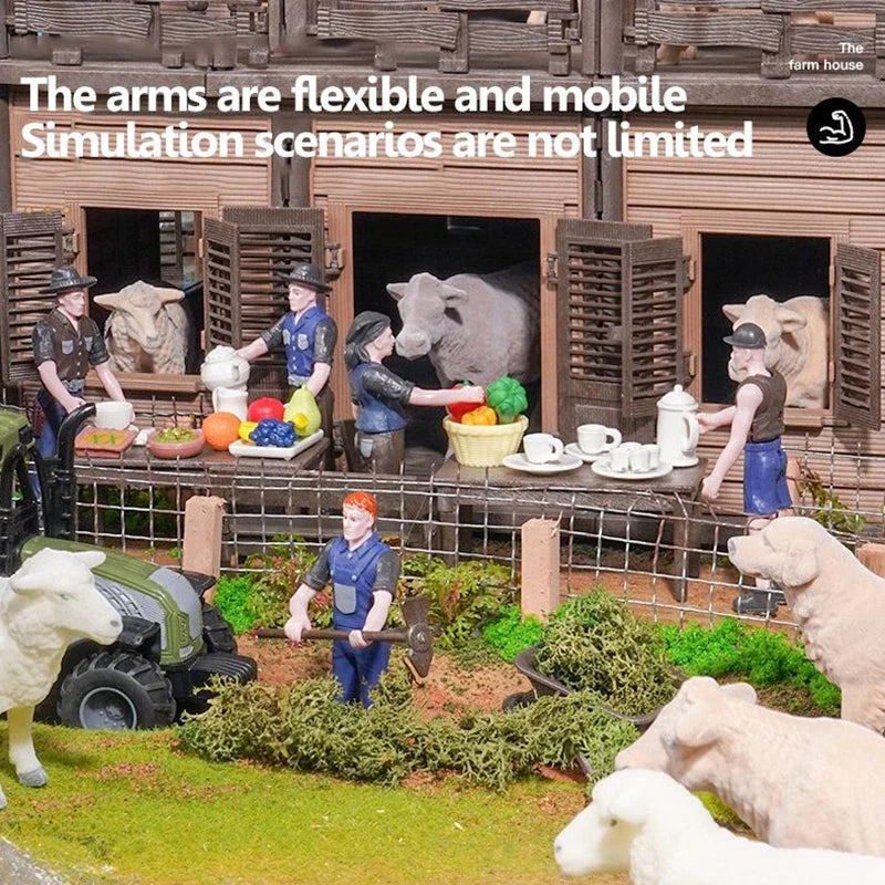 KTX-645203 DIY Farm House Animal Action Figure Play Set with Tractors and Farm Truck