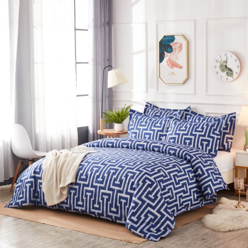 KTX-645267 Scandinavian Style Geometric 3D Three-Piece Duvet Cover Set in Various Colors
