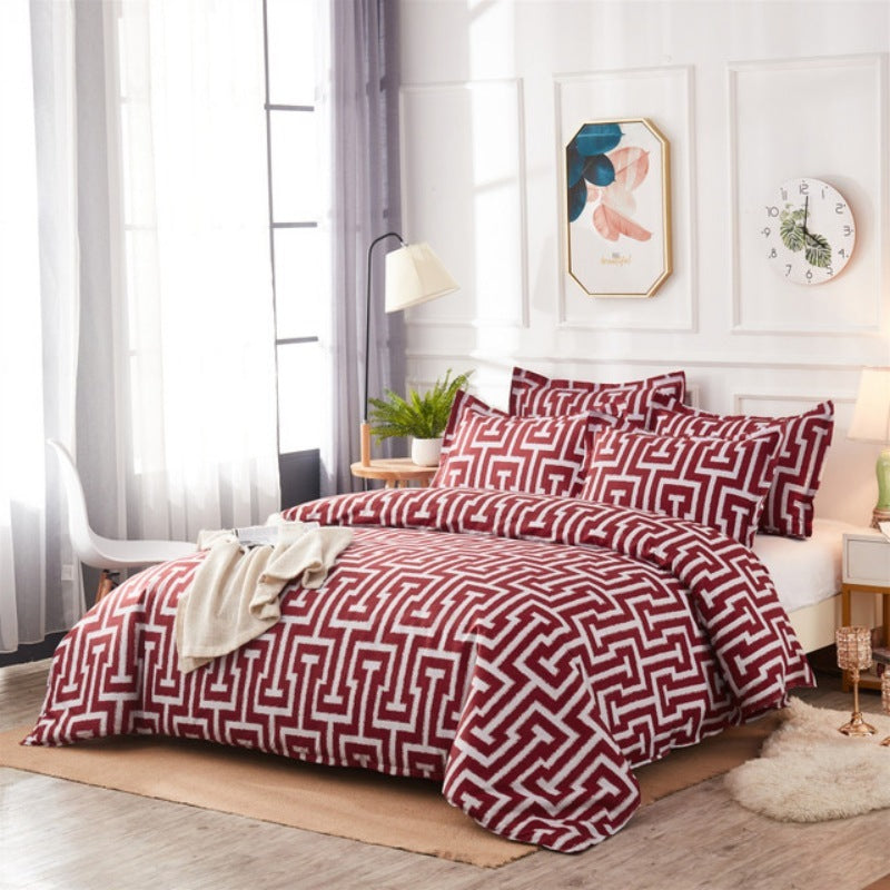 KTX-645267 Scandinavian Style Geometric 3D Three-Piece Duvet Cover Set in Various Colors