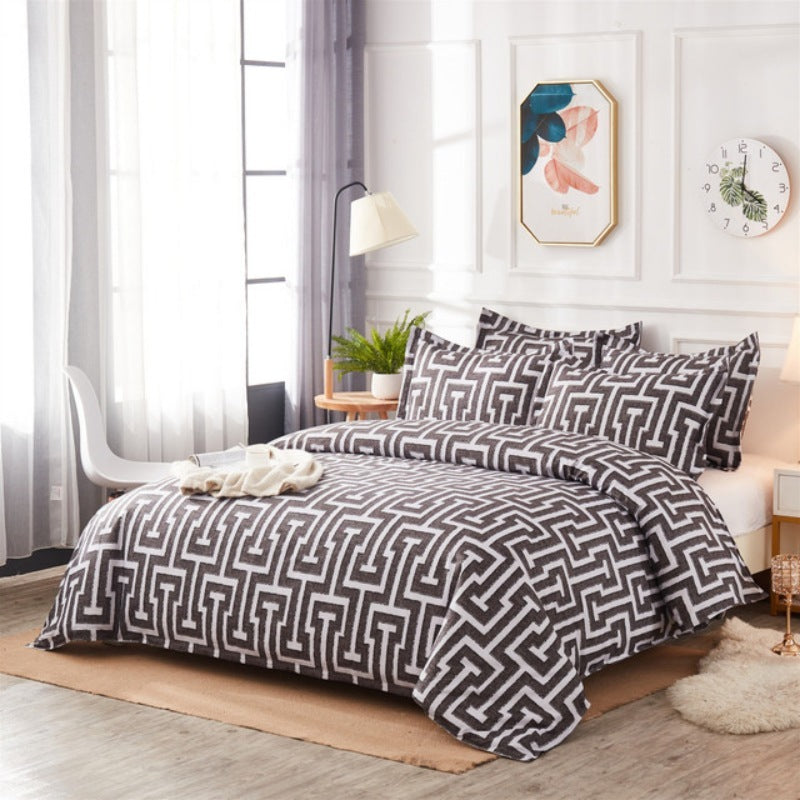 KTX-645267 Scandinavian Style Geometric 3D Three-Piece Duvet Cover Set in Various Colors