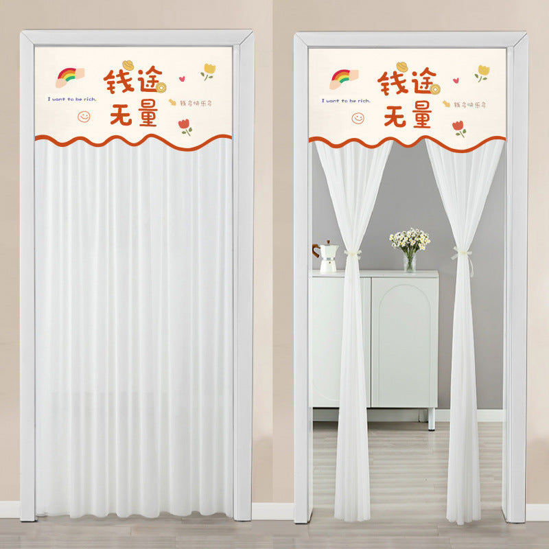 KTX-645651 Non Perforated Magic Tape Double-layer Blackout Curtain - Polyester, Multiple Sizes and Designs Available