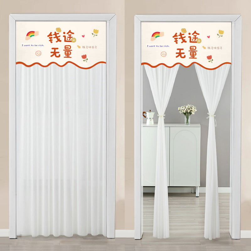 KTX-645651 Non Perforated Magic Tape Double-layer Blackout Curtain - Polyester, Multiple Sizes and Designs Available