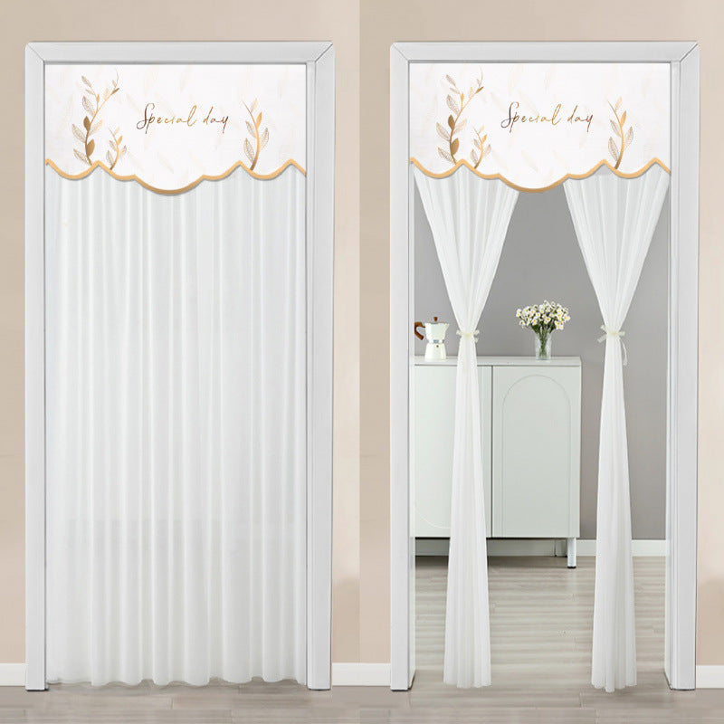 KTX-645651 Non Perforated Magic Tape Double-layer Blackout Curtain - Polyester, Multiple Sizes and Designs Available