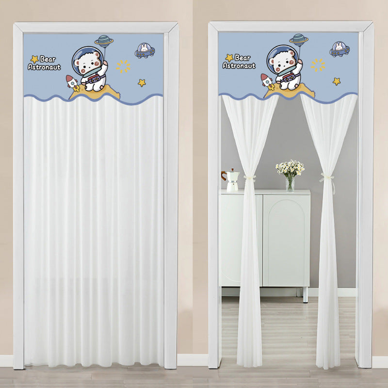 KTX-645651 Non Perforated Magic Tape Double-layer Blackout Curtain - Polyester, Multiple Sizes and Designs Available