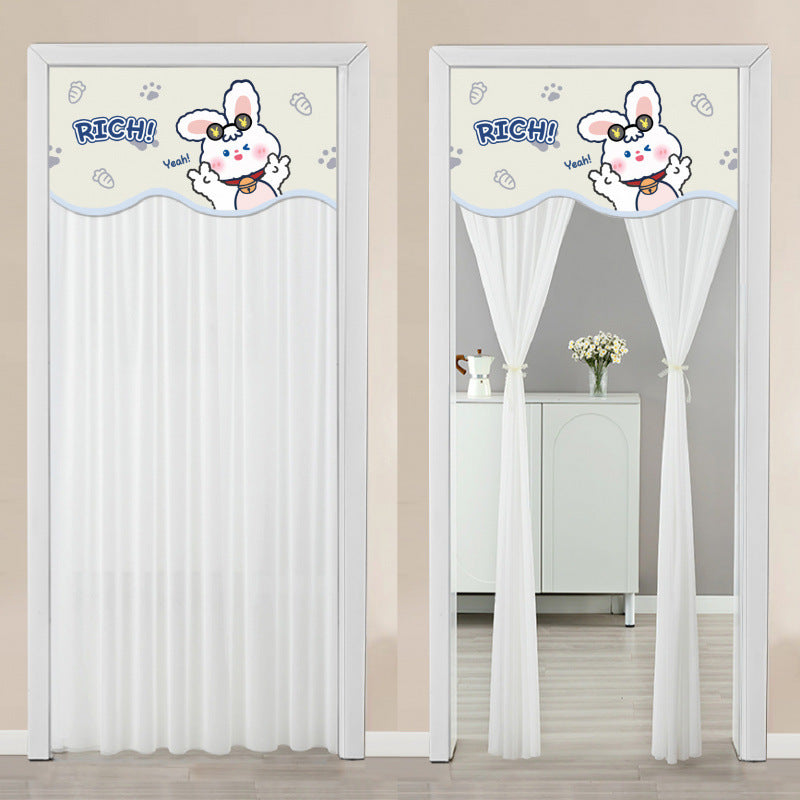 KTX-645651 Non Perforated Magic Tape Double-layer Blackout Curtain - Polyester, Multiple Sizes and Designs Available