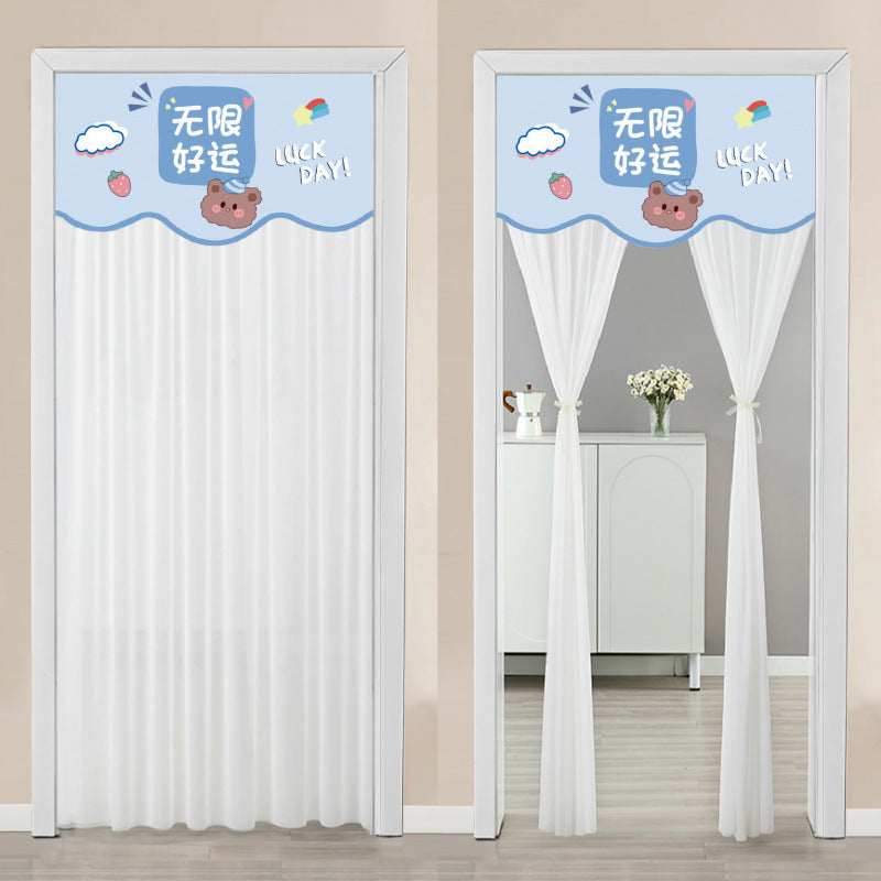 KTX-645651 Non Perforated Magic Tape Double-layer Blackout Curtain - Polyester, Multiple Sizes and Designs Available