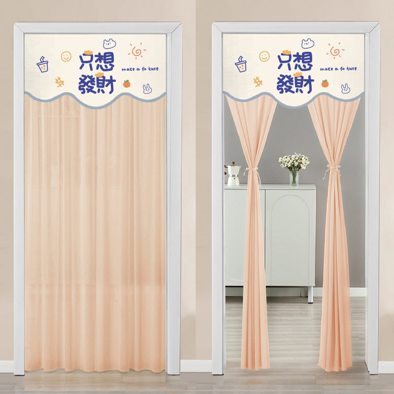 KTX-645651 Non Perforated Magic Tape Double-layer Blackout Curtain - Polyester, Multiple Sizes and Designs Available