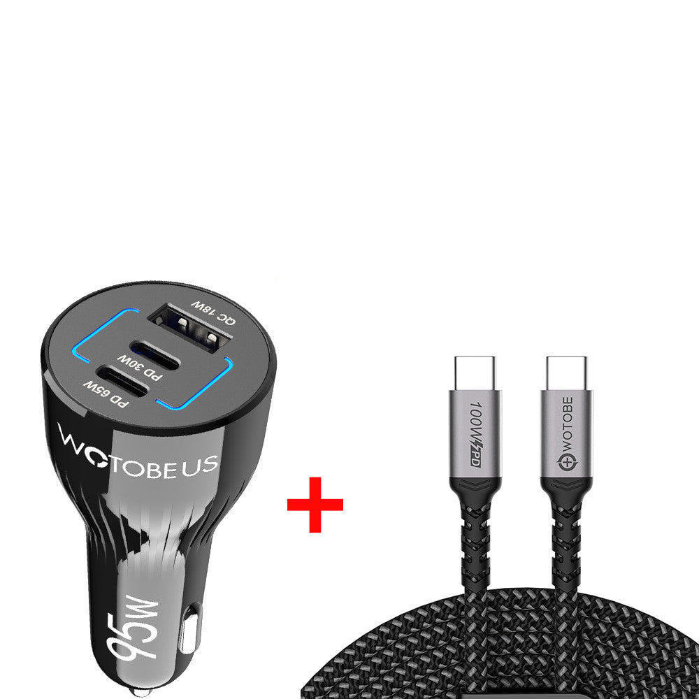 KTX-646163 Fast Charge 95W Multi-Function Car Charger with 2m Cable for Laptops, Tablets, and Mobile Phones