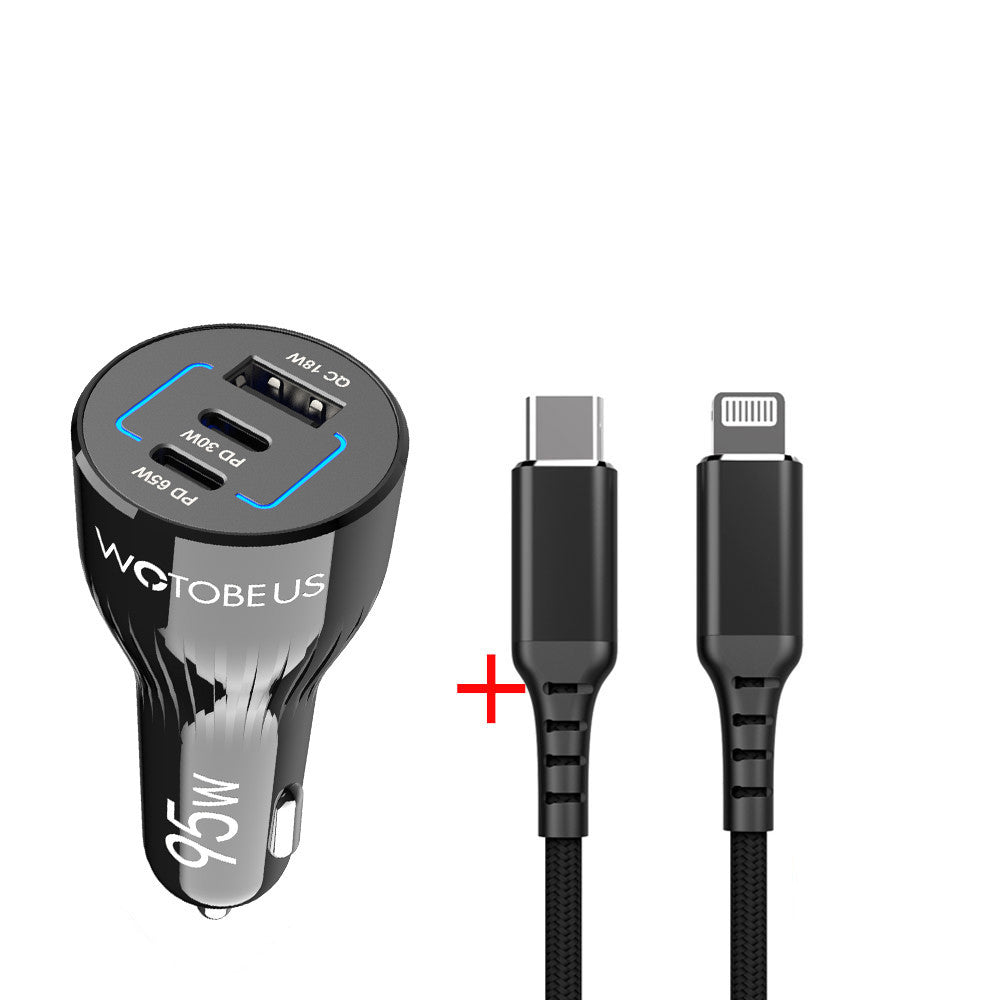 KTX-646163 Fast Charge 95W Multi-Function Car Charger with 2m Cable for Laptops, Tablets, and Mobile Phones