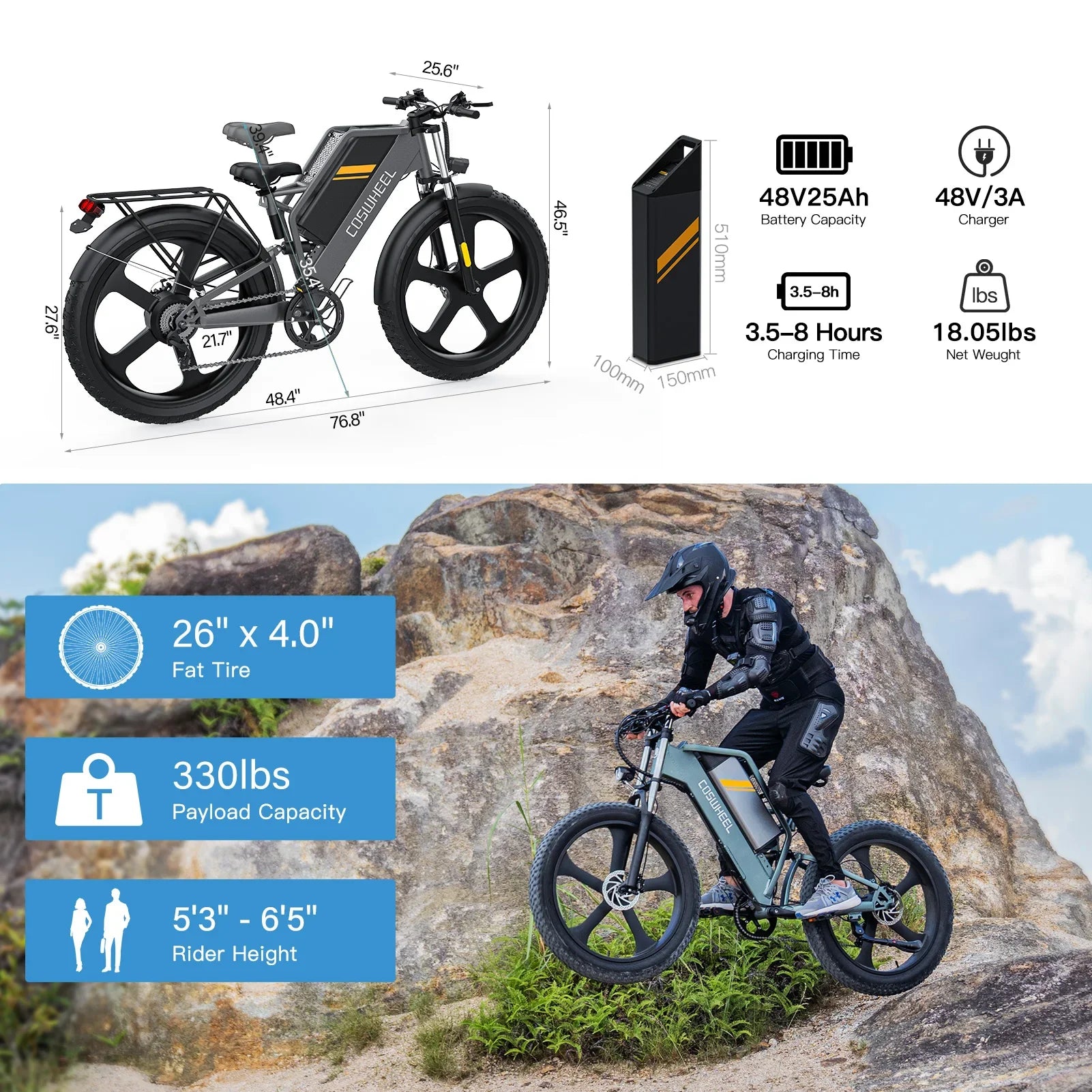 KTX-646803 Lightweight Folding Electric Bike 26 Inch, 48V 25Ah, 750W-1500W, Aluminum Alloy Frame, Hydraulic Disc Brake