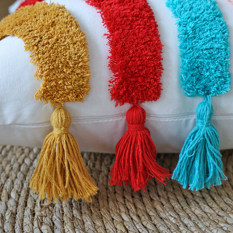 KTX-647251 Rainbow Tufted Pillowcase Collection - Embroidered Fashion Design in Multiple Sizes