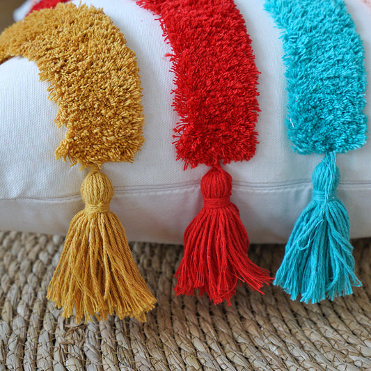 KTX-647251 Rainbow Tufted Pillowcase Collection - Embroidered Fashion Design in Multiple Sizes