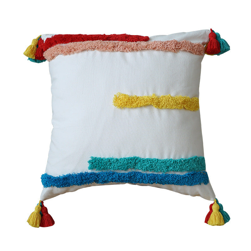 KTX-647251 Rainbow Tufted Pillowcase Collection - Embroidered Fashion Design in Multiple Sizes