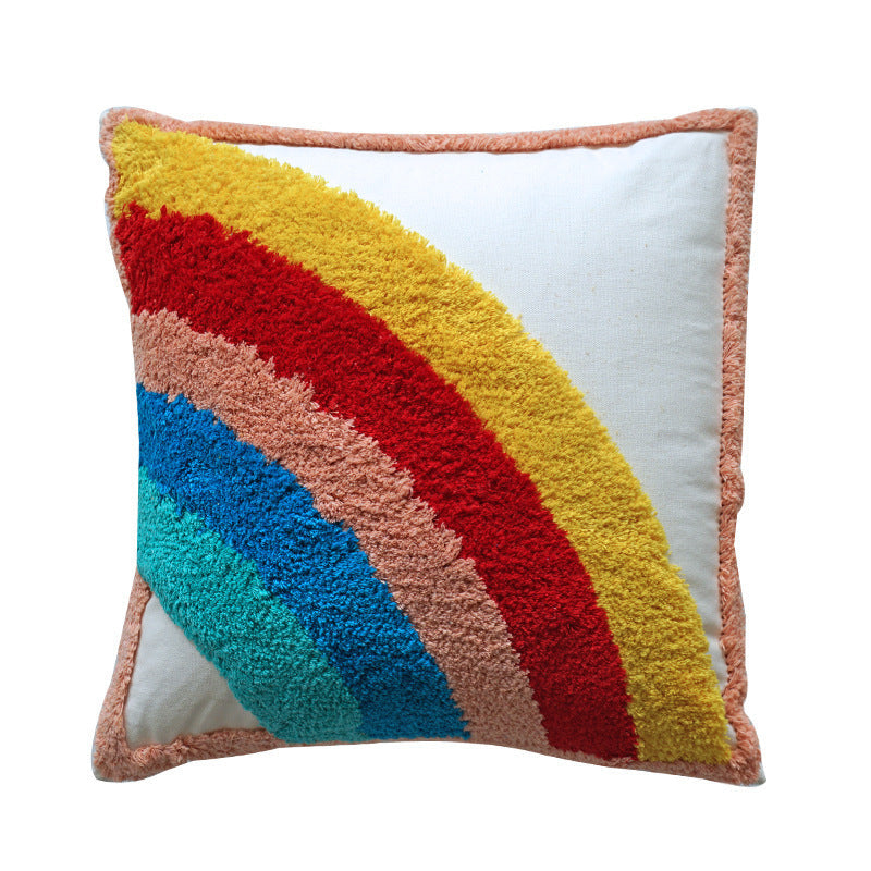 KTX-647251 Rainbow Tufted Pillowcase Collection - Embroidered Fashion Design in Multiple Sizes