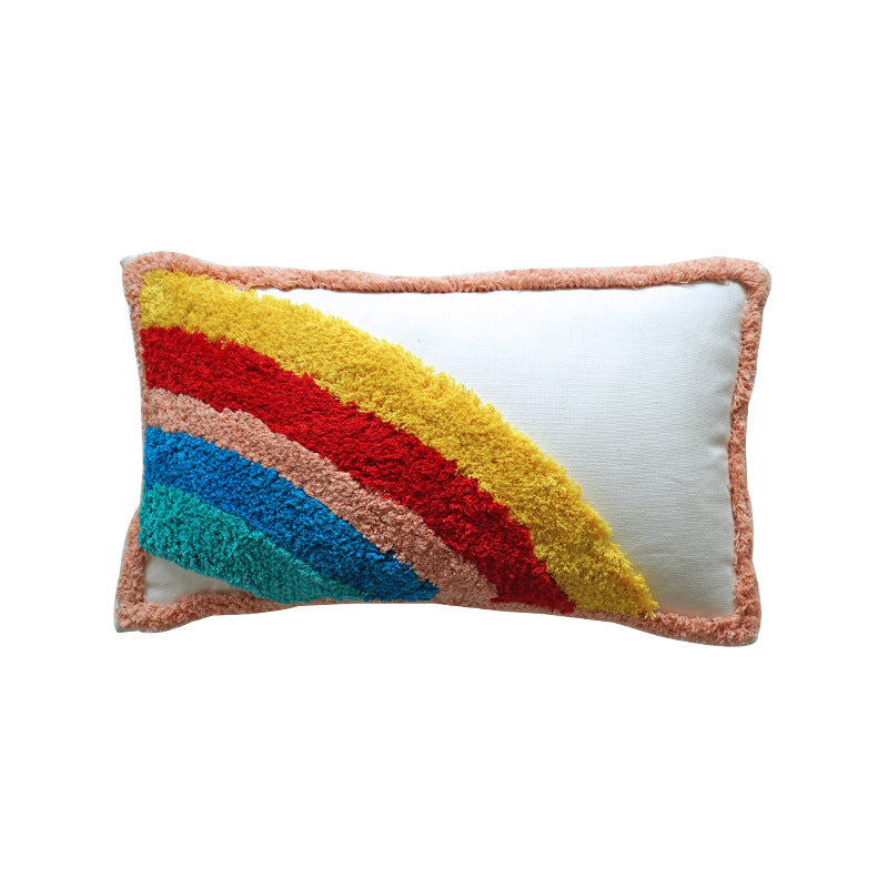 KTX-647251 Rainbow Tufted Pillowcase Collection - Embroidered Fashion Design in Multiple Sizes