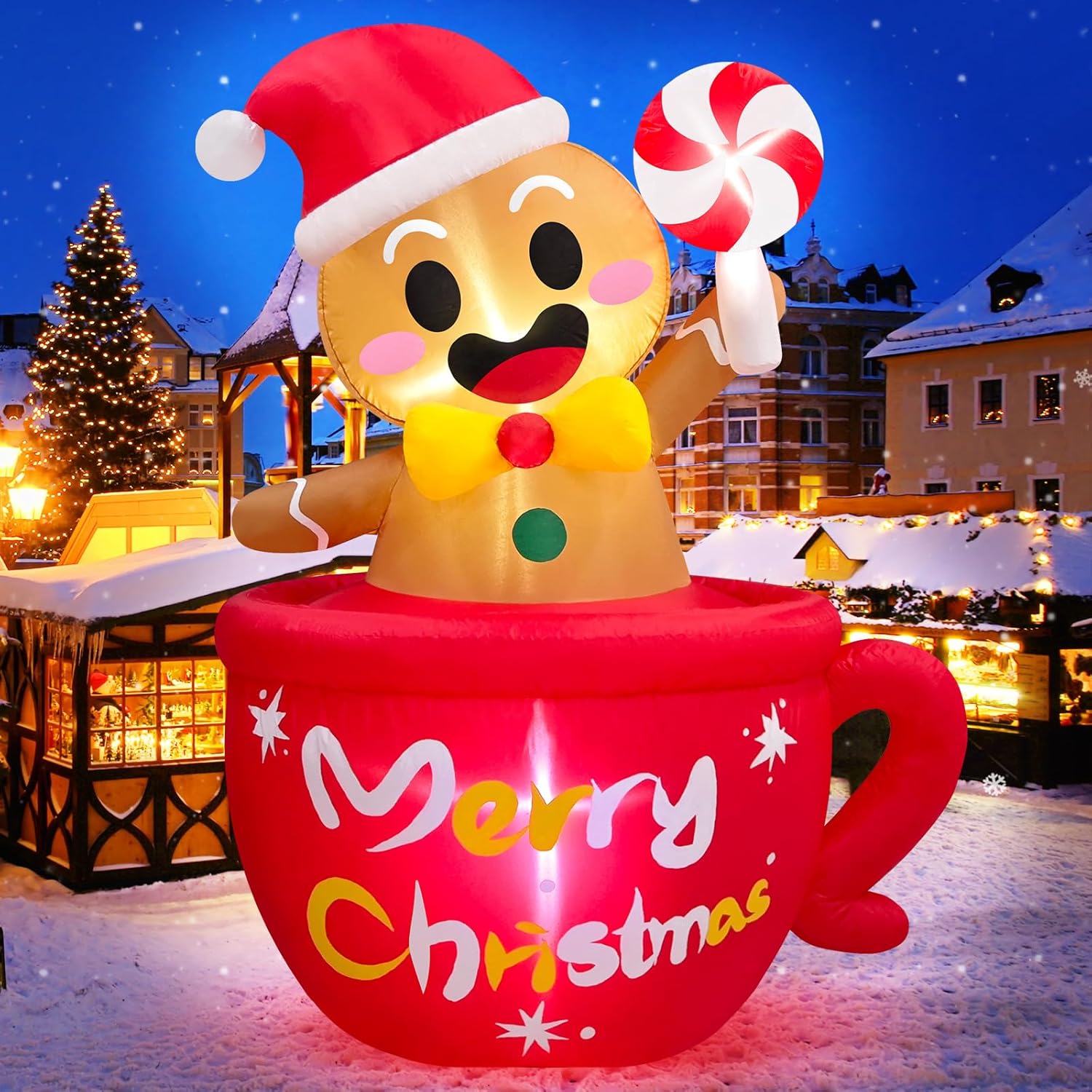 KTX-647443 6 FT Inflatable Christmas Tree with Santa and Dog – LED Lights for Outdoor Holiday Decor