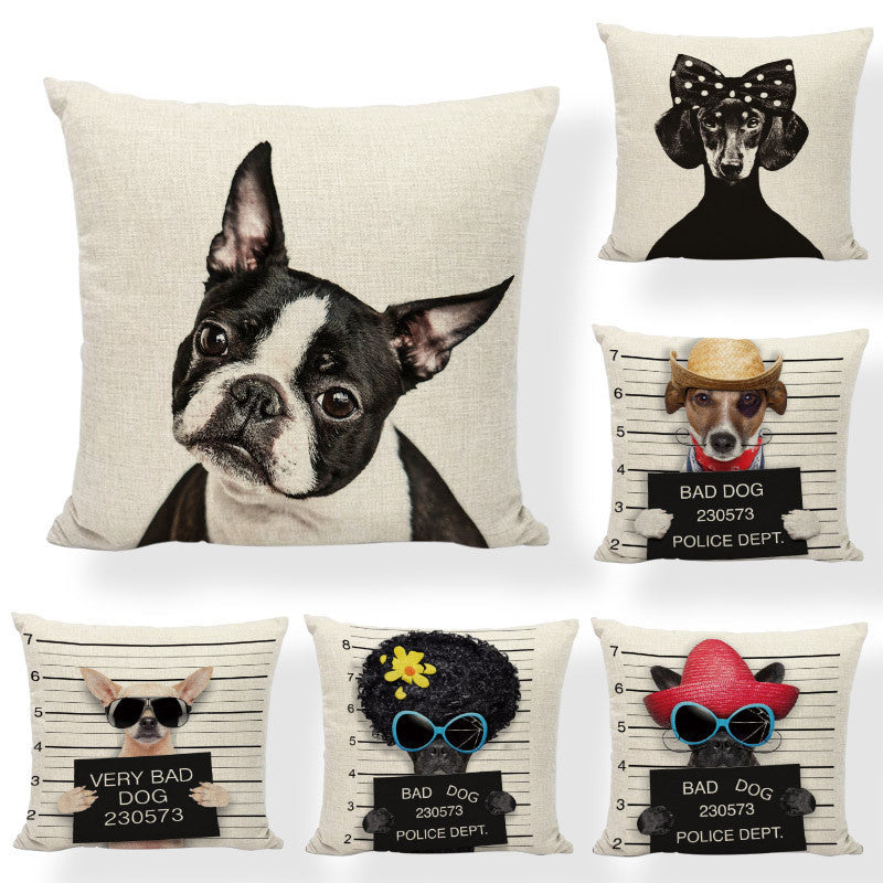 KTX-648083 Boston Terrier Head Tilt Pillow Cover - Square Linen/Cotton Cushion Case, 45x45CM