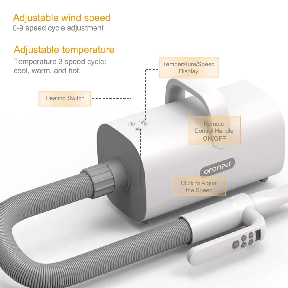 KTX-648659 Adjustable Speed and Temperature Pet Grooming Hair Dryer and Vacuum for Cats and Dogs