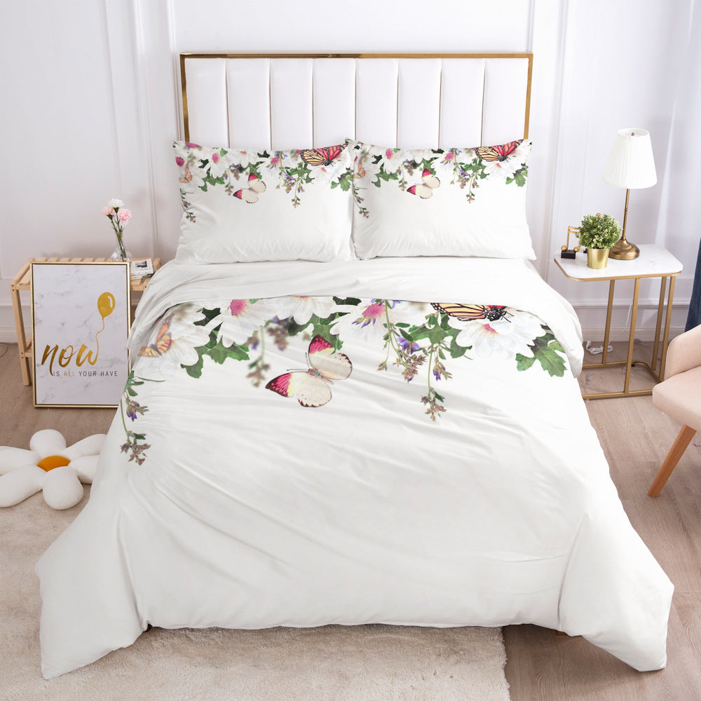 KTX-648723 Minimalist Digital Print Bedding Set in Simple White - Quilt Cover and Pillowcase