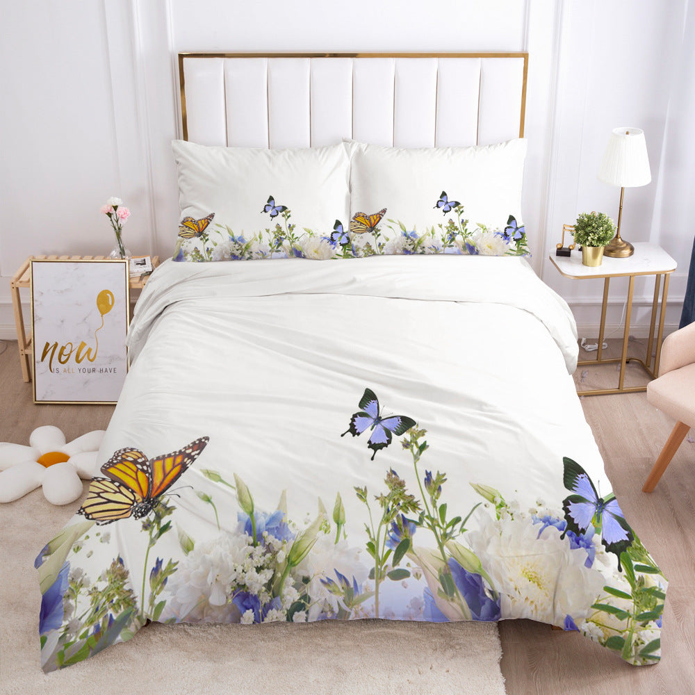 KTX-648723 Minimalist Digital Print Bedding Set in Simple White - Quilt Cover and Pillowcase