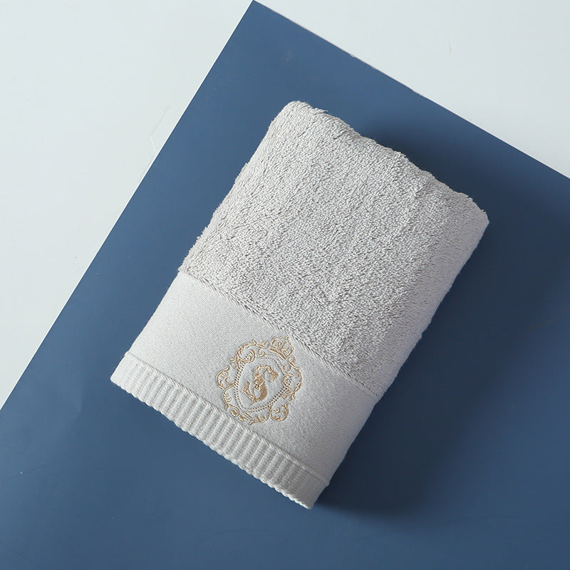 KTX-648979 Thickened Pure Cotton Towel - Soft and Absorbent - Available in Deep Blue, Elegant White, Dolphin Gray, Business Gray, and Dark Gray