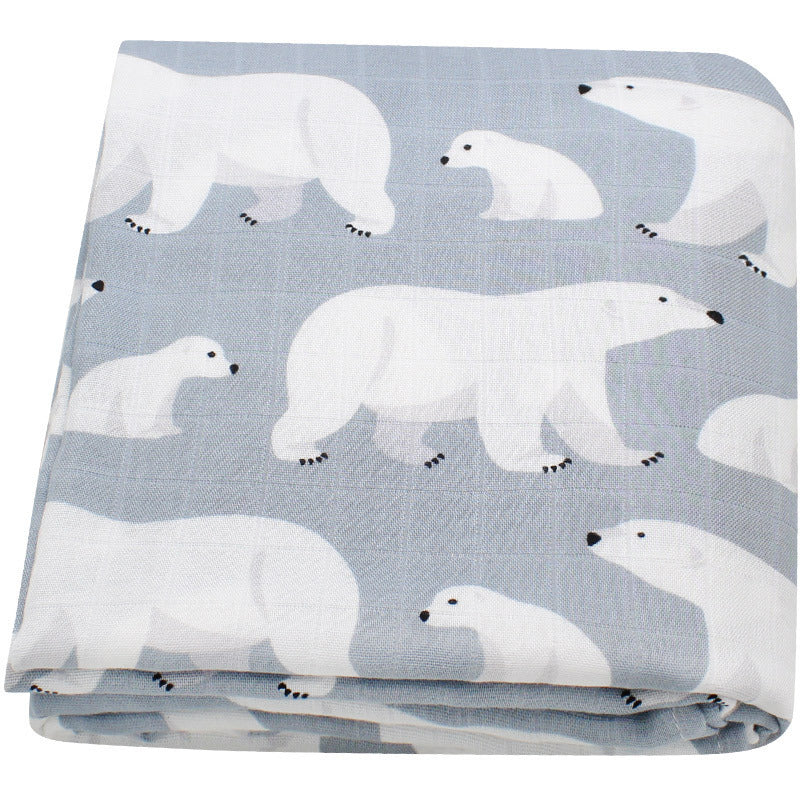 KTX-649235 Bamboo Cotton Gauze Baby Swaddling Blanket - Soft Colors and Fun Animal Patterns for All Seasons