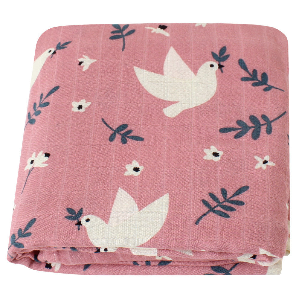 KTX-649235 Bamboo Cotton Gauze Baby Swaddling Blanket - Soft Colors and Fun Animal Patterns for All Seasons