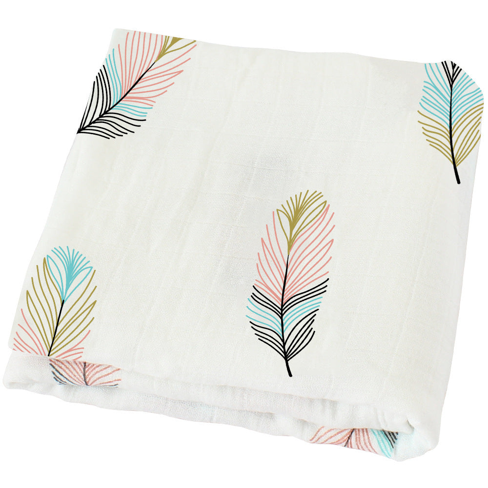 KTX-649235 Bamboo Cotton Gauze Baby Swaddling Blanket - Soft Colors and Fun Animal Patterns for All Seasons