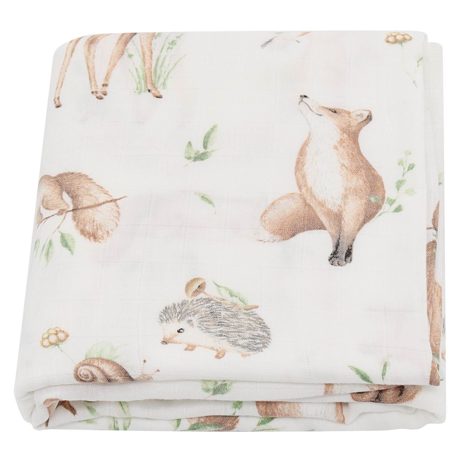 KTX-649235 Bamboo Cotton Gauze Baby Swaddling Blanket - Soft Colors and Fun Animal Patterns for All Seasons